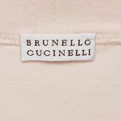 Pre Owned Brunello Cucinelli Pink Rib Knit Short Sleeve Top M