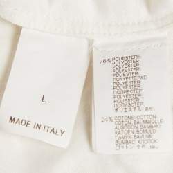 Pre Owned Brunello Cucinelli Off White Fil-coupe Jersey Monili Detail V-Neck Top L