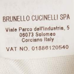 Pre Owned Brunello Cucinelli Off White Fil-coupe Jersey Monili Detail V-Neck Top L