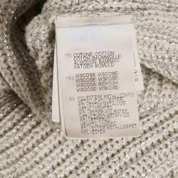 Pre Owned Brunello Cucinelli Grey Lurex Rib Knit Monili Detail Sweater L