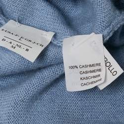 Pre Owned Brunello Cucinelli Blue Cashmere Knit Crop Cardigan L