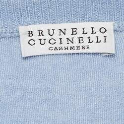 Pre Owned Brunello Cucinelli Blue Cashmere Knit Crop Cardigan L