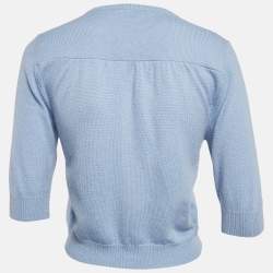 Pre Owned Brunello Cucinelli Blue Cashmere Knit Crop Cardigan L