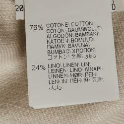 Pre Owned Brunello Cucinelli Off-White Cotton Blend Belted Wide-Leg Trousers S