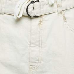 Pre Owned Brunello Cucinelli Cream Cotton Belted Trousers M