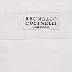 Pre Owned Brunello Cucinelli White Cotton Blend Monili Bead Detail Shirt M