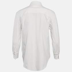 Pre Owned Brunello Cucinelli White Cotton Blend Monili Bead Detail Shirt M