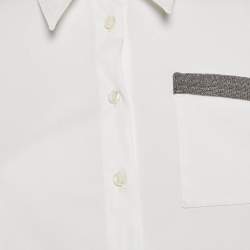 Pre Owned Brunello Cucinelli White Cotton Blend Monili Bead Detail Shirt M