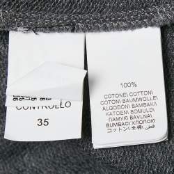 Pre Owned Brunello Cucinelli Grey Cotton Knit Monili Bead Detail Zip-Up Jacket M