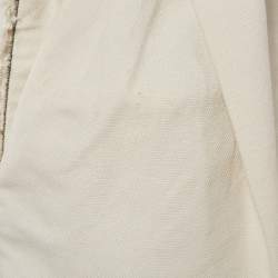 Pre Owned Brunello Cucinelli Beige Cotton Frayed and Monili Bead Side Detail Shorts M