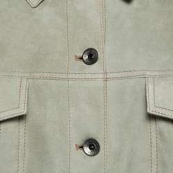 Pre Owned Brunello Cucinelli Light Green Single Breasted Suede Jacket L