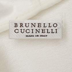 Pre Owned Brunello Cucinelli White Cotton Knit Monili Bead Detail Jacket and Pants Set S