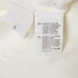 Pre Owned Brunello Cucinelli White Cotton Knit Monili Bead Detail Jacket and Pants Set S