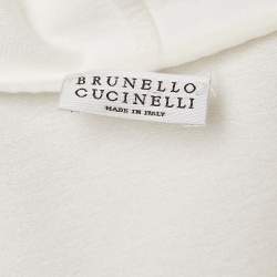 Pre Owned Brunello Cucinelli White Cotton Knit Monili Bead Detail Jacket and Pants Set S