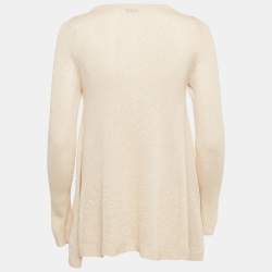Brunello Cucinelli Beige Sequin Detail Linen and Silk Knit Top XS
