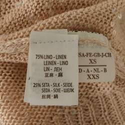 Brunello Cucinelli Beige Sequin Detail Linen and Silk Knit Top XS