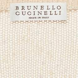 Brunello Cucinelli Beige Sequin Detail Linen and Silk Knit Top XS