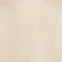 Brunello Cucinelli Beige Sequin Detail Linen and Silk Knit Top XS