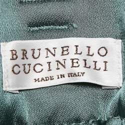 Pre Owned Brunello Cucinelli Green Satin Belted Trousers M