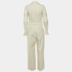 Brunello Cucinelli Light Beige Cotton Monili Detail Jumpsuit S