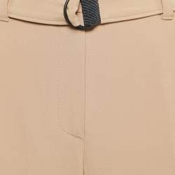 Brunello Cucinelli Light Brown Crepe Belted Trousers M
