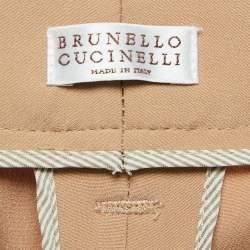 Brunello Cucinelli Light Brown Crepe Belted Trousers M