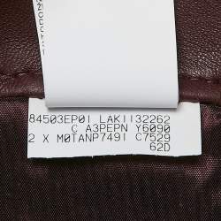 Pre Owned Brunello Cucinelli Burgundy Leather Wide Leg Capri Pants M