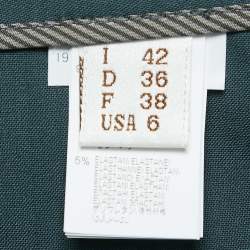 Pre Owned Brunello Cucinelli Green Wool Monili Detail Belted Trousers M