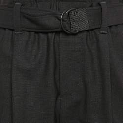 Brunello Cucinelli Grey Wool Blend Monili Detail Elasticized Waist Trousers S 