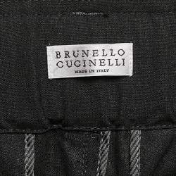 Brunello Cucinelli Grey Wool Blend Monili Detail Elasticized Waist Trousers S 