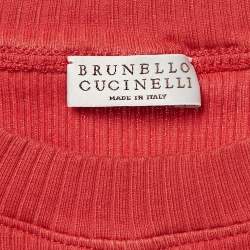 Brunello Cucinelli Red Rib Knit Monili Detail Tank Top S