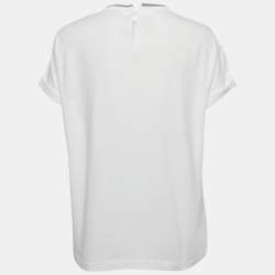 Pre Owned Brunello Cucinelli White Monili Trim Jersey T-Shirt L