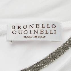 Pre Owned Brunello Cucinelli White Monili Trim Jersey T-Shirt L