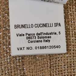 Brunello Cucinelli Gold Lurex Knit Fringed Long Cape One Size 