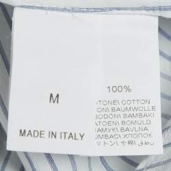 Pre Owned Brunello Cucinelli Blue Striped Cotton Tie-Up Detail Mini Dress M