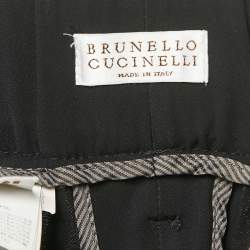 Brunello Cucinelli Black Crepe Trousers L