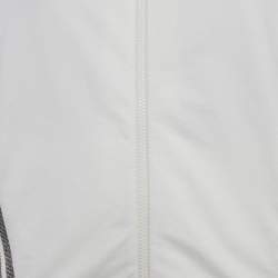 Brunello Cucinelli White Cotton Knit Monili Bead Detail Jacket and Joggers Set L