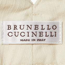 Brunello Cucinelli Off-White Textured Cotton Trouser M