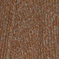 Brunello Cucinelli Grey/Metallic Wool Knit Open Front Cardigan S