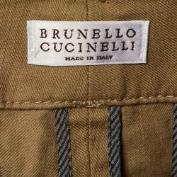 Pre Owned Brunello Cucinelli Brown Cotton High Waist Trousers M