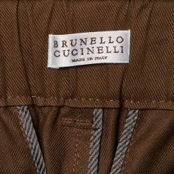 Brunello Cucinelli Brown Cotton Belted Trousers S