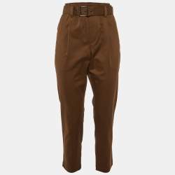 Brunello Cucinelli Brown Cotton Belted Trousers S