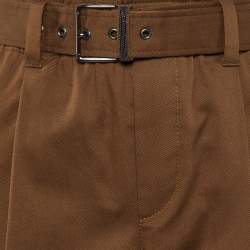 Brunello Cucinelli Brown Cotton Belted Trousers S