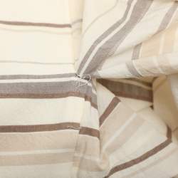 Brunello Cucinelli Cream Stripe Print Cotton Blend Long Skirt S