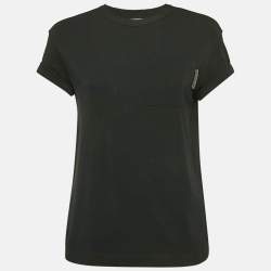 Pre Owned Brunello Cucinelli Black Jersey Monili Embellished T-Shirt XS