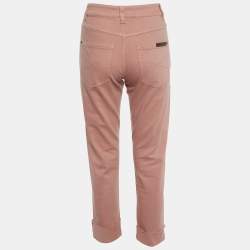 Pre Owned Brunello Cucinelli Pink Denim Monili Cuff Detail Jeans S/Waist 28.5"