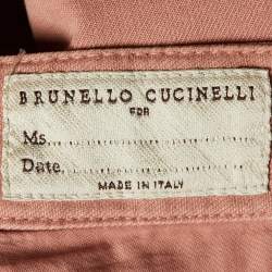 Pre Owned Brunello Cucinelli Pink Denim Monili Cuff Detail Jeans S/Waist 28.5"