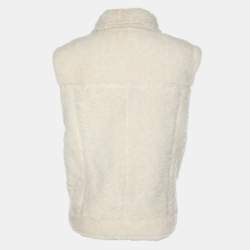 Pre Owned Brunello Cucinelli White Fur Half Sleeve Jacket M