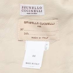 Pre Owned Brunello Cucinelli White Fur Half Sleeve Jacket M
