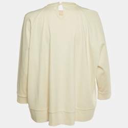 Pre Owned Brunello Cucinelli Beige Cotton Knit Brooch Detail Sweater XL